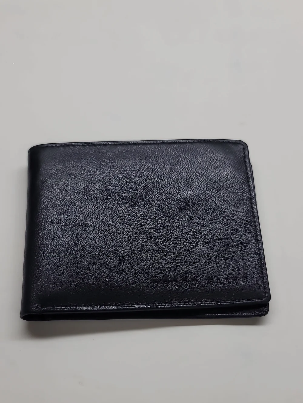 Perry Ellis Black Leather Slim Bi-Fold Wallet